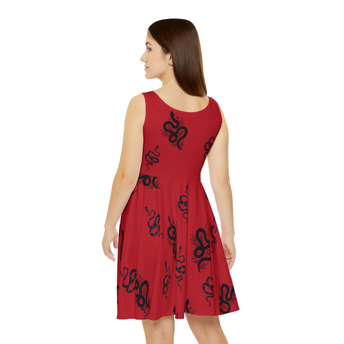 Rotes Schlangen Skaterkleid, Damenbekleidung, Halloween Partykleid, Sexy rotes Kleid