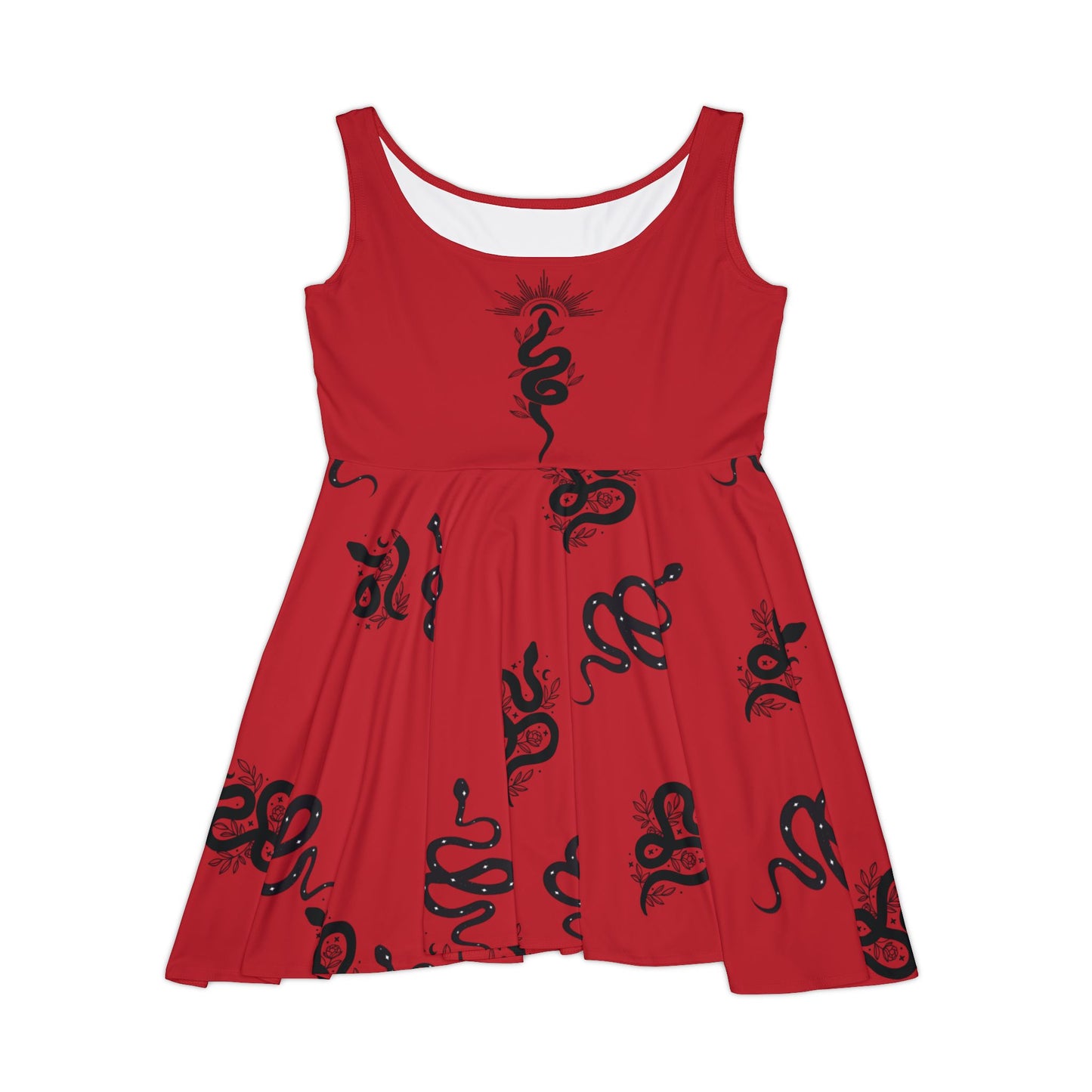 Rotes Schlangen Skaterkleid, Damenbekleidung, Halloween Partykleid, Sexy rotes Kleid