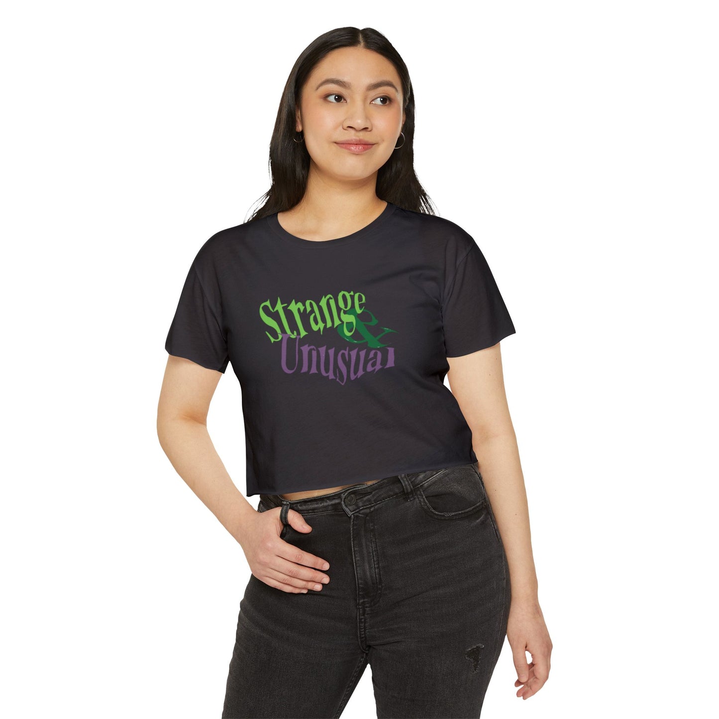 Beetlejuice inspiriertes "Strange &amp; Unusual" Sexy Crop Top, Damenshirts, Halloween T-Shirts